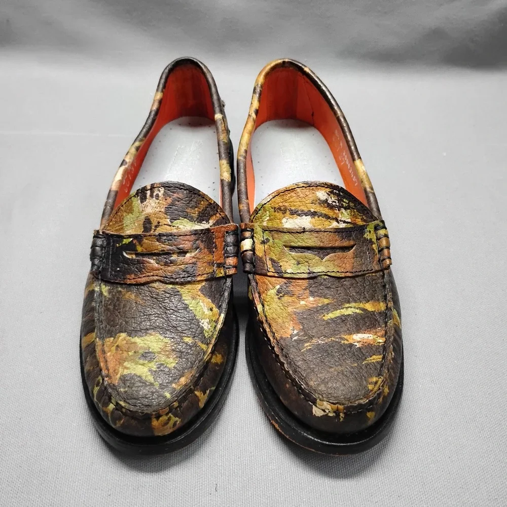 Sebago for Six Degrees Camo Leather Penny Loafers Womens 8.5 B50137